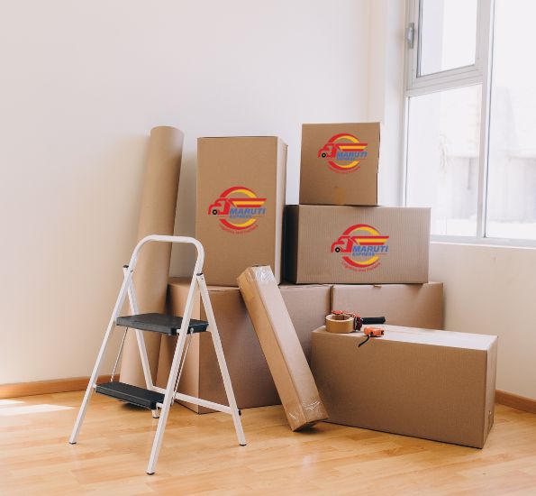 Professional movers with boxes